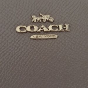 Coach Taupe Leather with Gold Emblem